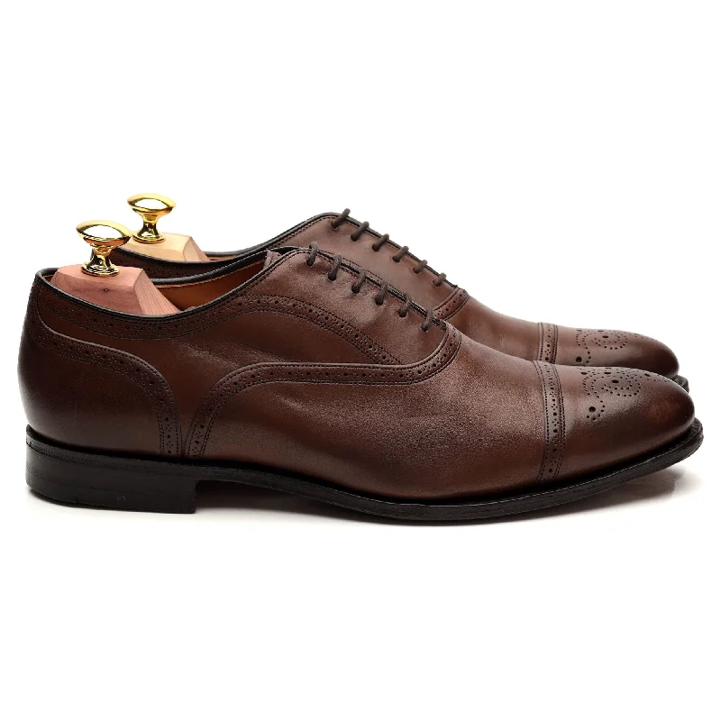 Fashionable Work Boots 'Leek' Brown Leather Oxford Brogue UK 7 G