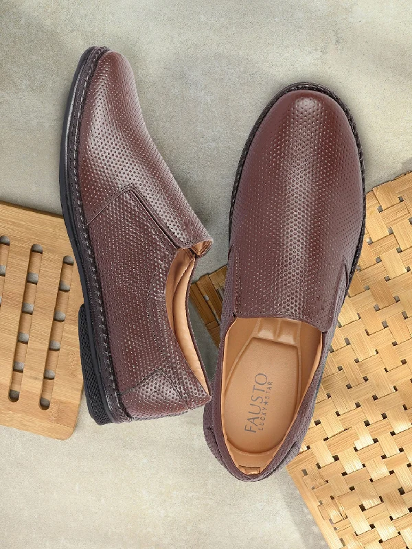 Breathable Hiking Boots Men Brown Textured Formal/Office Broad Toe Leather Slip On Shoes Breathable Hiking Boots Men Brown Textured Formal/Office Broad Toe Leather Slip On Shoes