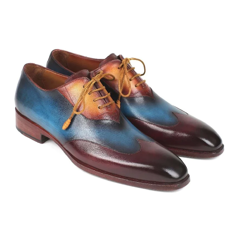 Stylish High Heels Paul Parkman Handmade Designer Shoes Men's Three Tone Bordeaux, Blue & Camel Wingtip Calfskin Oxfords AL3249TU (PM5721) Stylish High Heels Paul Parkman Handmade Designer Shoes Men's Three Tone Bordeaux, Blue & Camel Wingtip Calfskin Oxfords AL3249TU (PM5721)