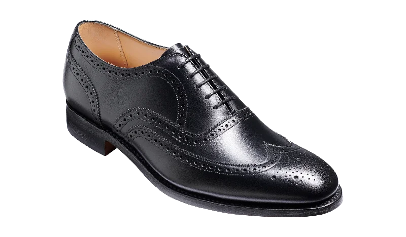 Waterproof Loafers Barker Malton Full Wing Brogue Shoe -Black Calf