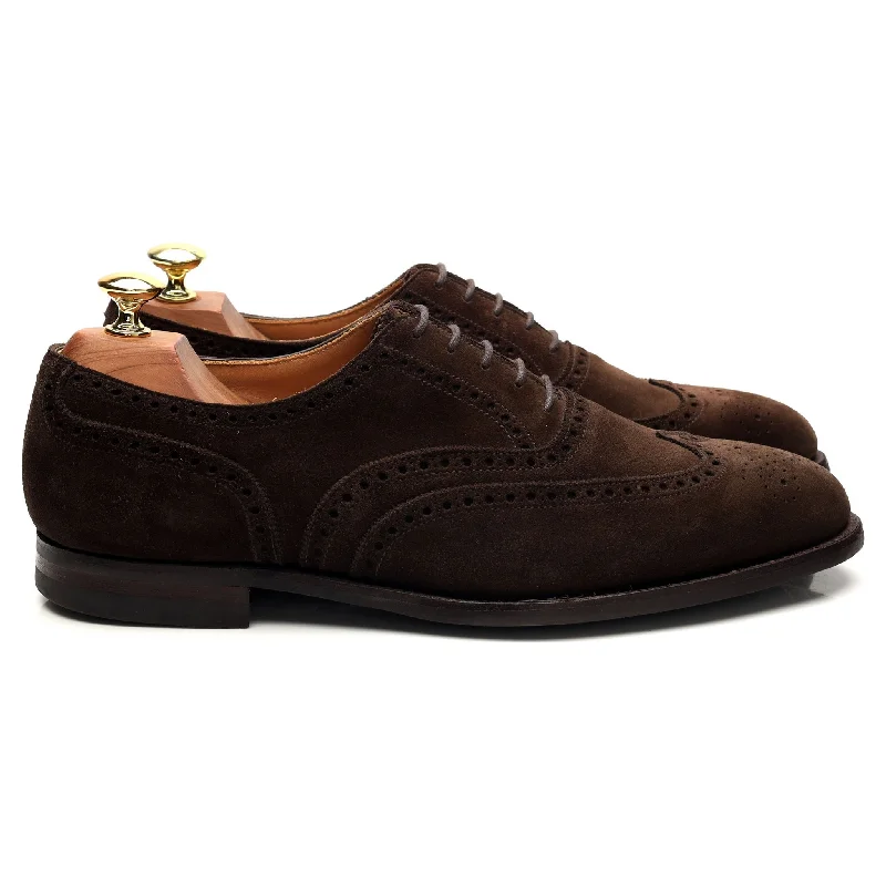 Comfortable Running Sneakers 'Westgate 2' Dark Brown Suede Oxford Brogue UK 8 E