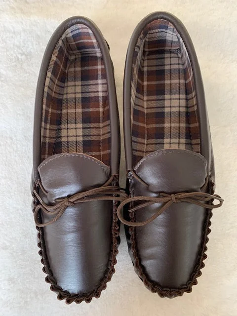 Luxury Sneakers For Sale Brown Leather Moccasin Slipper Hard Sole | Paul