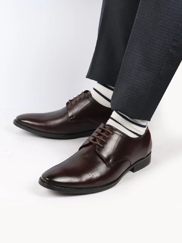 Slip-On Shoes For Men Men Brown Party Formal Office Genuine Leather Lace Up Shoes
