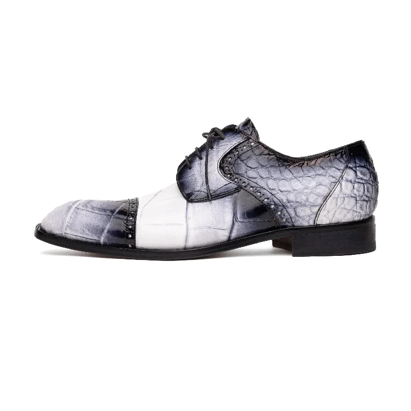 Outdoor Running Shoes Mauri Flawless 1087/2 Men's Shoes White with Black Finish Exotic Alligator Cap-Toe Derby Oxfords (MA5598) Outdoor Running Shoes Mauri Flawless 1087/2 Men's Shoes White with Black Finish Exotic Alligator Cap-Toe Derby Oxfords (MA5598)