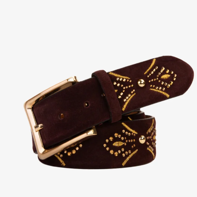 Lightweight Snow Boots The Lazio Burgundy  Suede Leather Belt