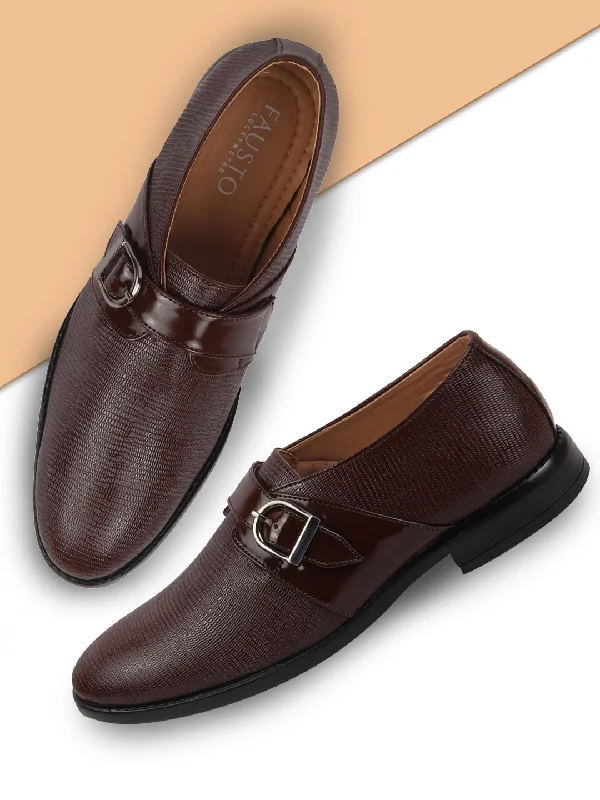Best Dress Shoes Men Brown Monk Single Strap Party Wear Shoes