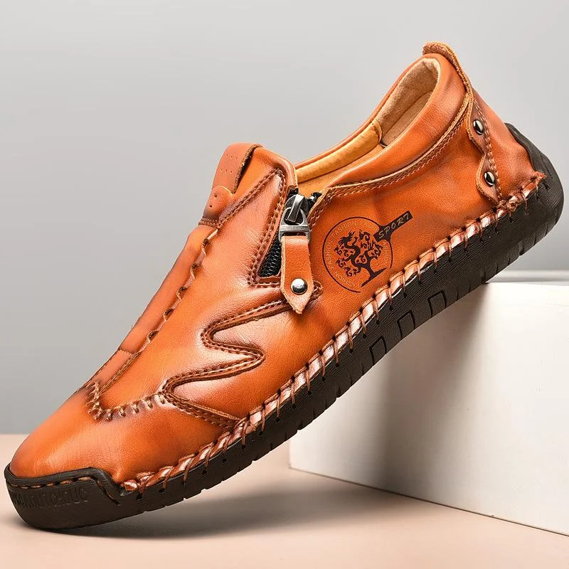 Fashionable Loafers For Sale Kaegreel Men Side Zipper Comfy Hand Stitching Casual Leather Shoes Fashionable Loafers For Sale Kaegreel Men Side Zipper Comfy Hand Stitching Casual Leather Shoes