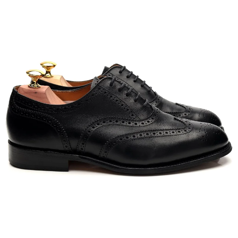 Sporty Casual Shoes 'Epsom' Black Leather Oxford Brogues UK 7