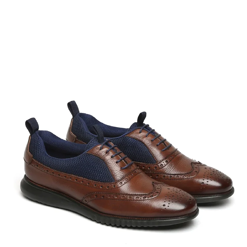 Slip-On Shoes For Men Dark Brown Leather Blue Mesh Light Weight Dress Sneakers by Brune & Bareskin Slip-On Shoes For Men Dark Brown Leather Blue Mesh Light Weight Dress Sneakers by Brune & Bareskin