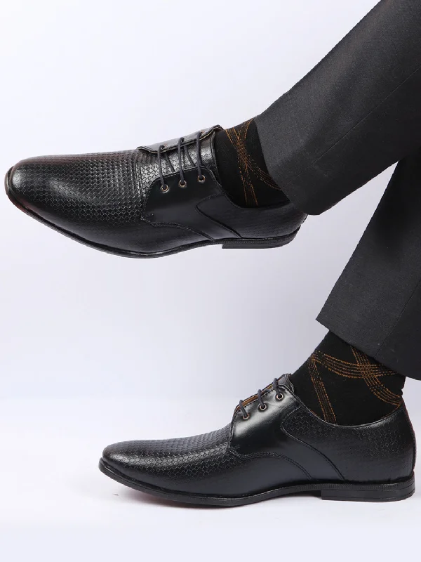 Fashionable Work Boots Men Navy Blue Pattern Design Formal/Office Lace Up Shoes