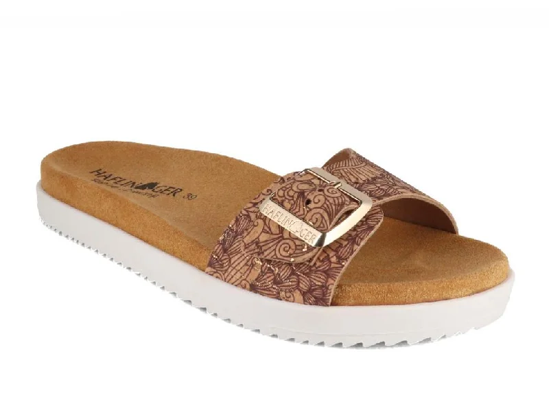 High Fashion Footwear HAFLINGER Women Sandals 'Summer Slides Korfu', cork multi henna
