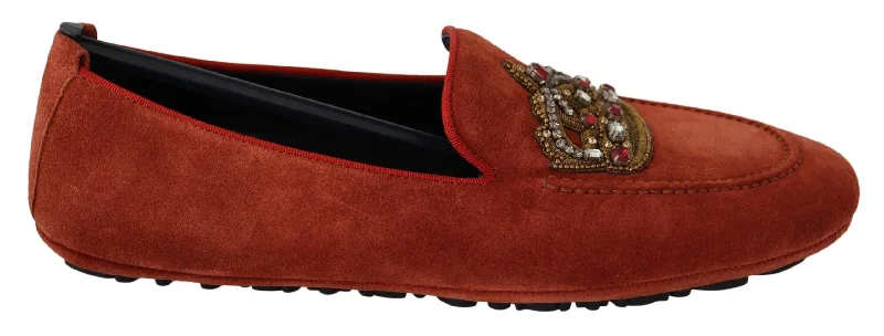 Sporty Hiking Shoes Dolce & Gabbana Opulent  Leather Loafers with  Men's Embroidery