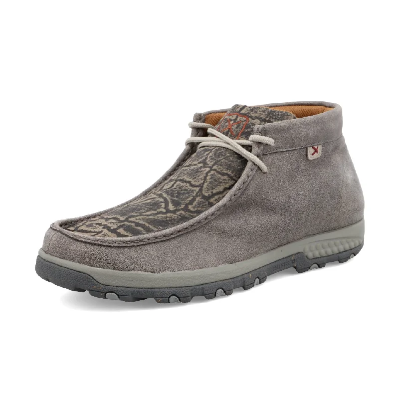 Comfortable Flats For Work Twisted X Men's Driving Moc- Grey and Grey Elephant