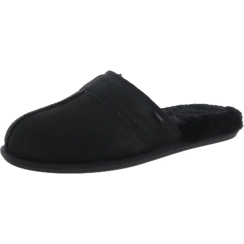 Outdoor Running Shoes Mens Faux Fur Lined Faux Suede Slide Slippers