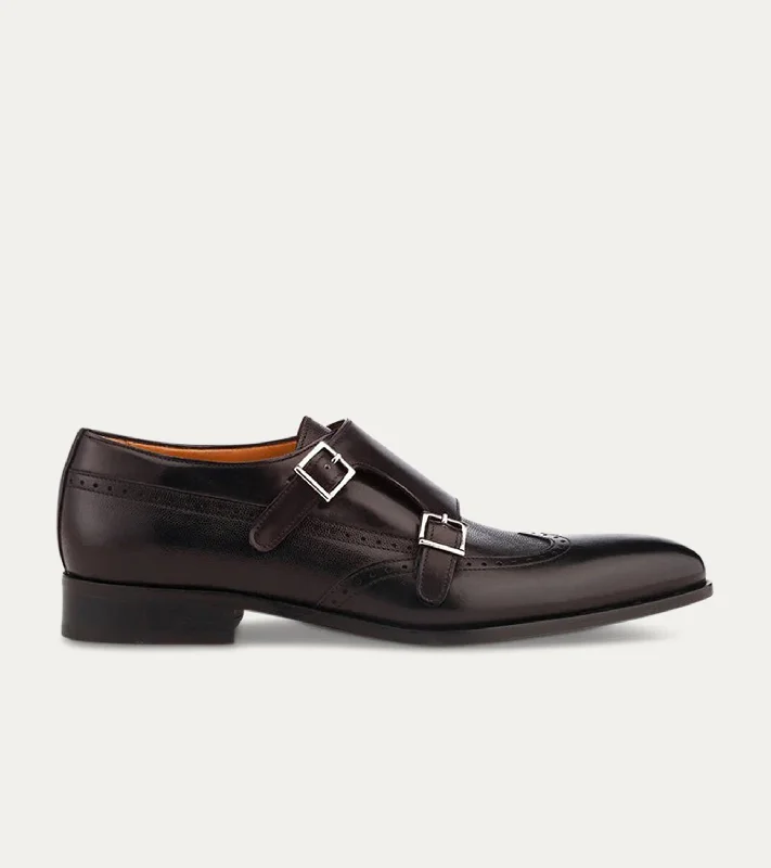 Comfortable Slippers Online Liam Wingtip Monkstrap in Black St. Noma