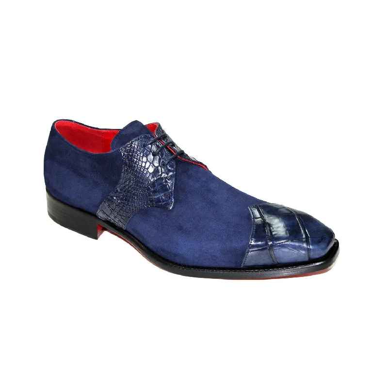 Classic Hiking Footwear Fennix Landon Men's Shoes Navy Alligator/Suede Leather Exotic Oxfords (FX1128) Classic Hiking Footwear Fennix Landon Men's Shoes Navy Alligator/Suede Leather Exotic Oxfords (FX1128)