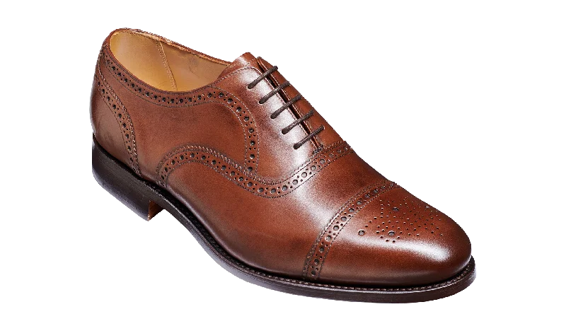 Classic Hiking Footwear Barker Mirfield Oxford Semi Brogue Shoe - Dark Walnut Calf