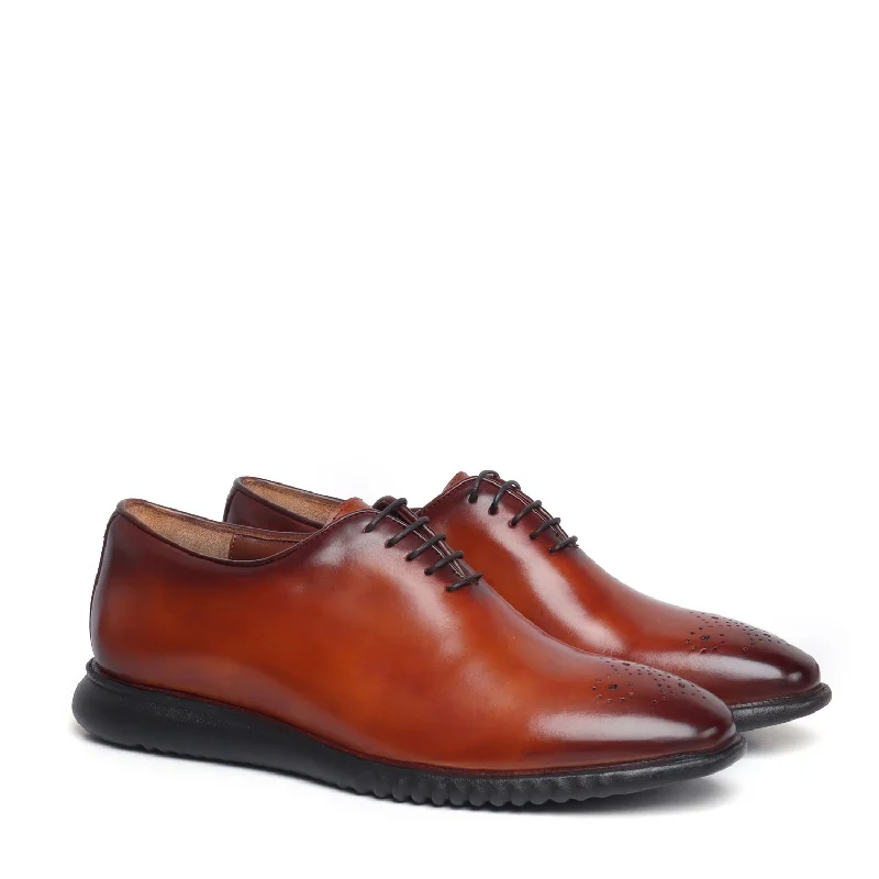Stylish Winter Boots Tan One Piece Leather Ultra Lightweight Oxford Shoes By Brune & Bareskin