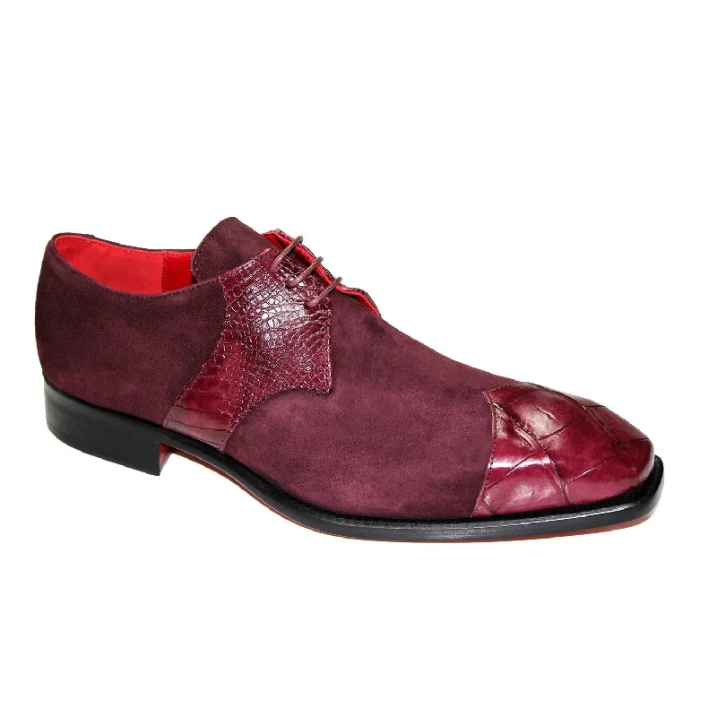 Trendy Casual Sandals Fennix Landon Men's Shoes Burgundy Alligator/Suede Leather Exotic Oxfords (FX1127) Trendy Casual Sandals Fennix Landon Men's Shoes Burgundy Alligator/Suede Leather Exotic Oxfords (FX1127)