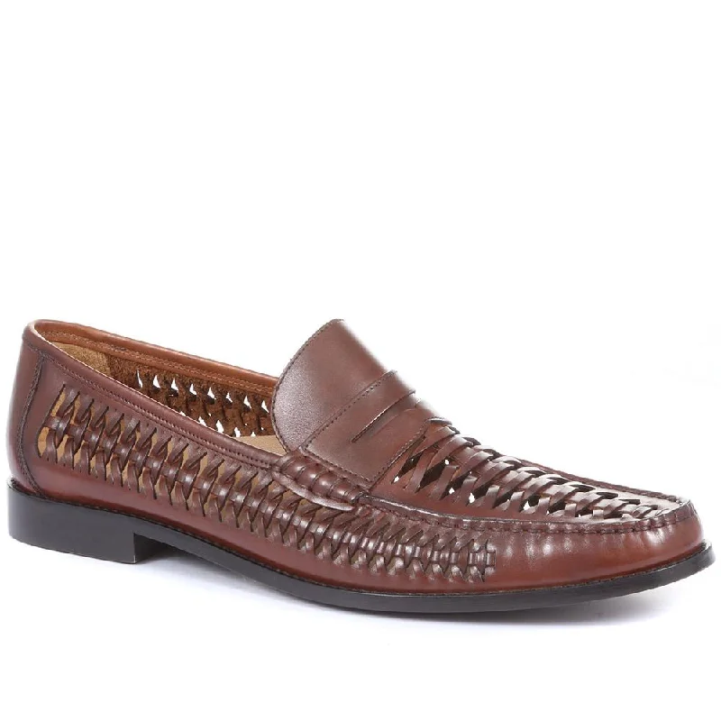 Lightweight Hiking Shoes Riverside Woven Leather Loafers - RIVERSIDE / 319 873
