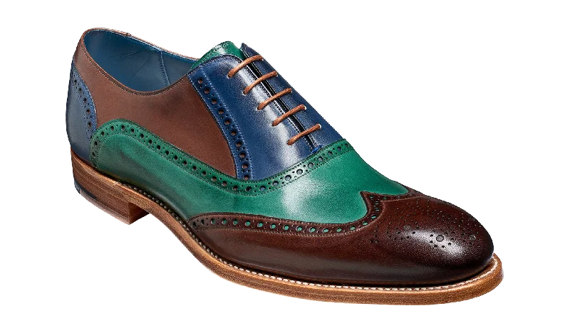 Outdoor Work Boots Barker Valiant Full Brogue Oxford Shoe - Ebony / Green / Blue Hand Painted Outdoor Work Boots Barker Valiant Full Brogue Oxford Shoe - Ebony / Green / Blue Hand Painted
