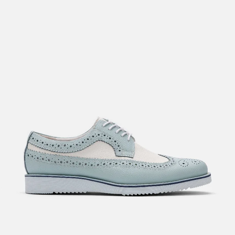 Comfortable Sports Shoes Alexander Light Blue/White Leather Longwing Sneakers