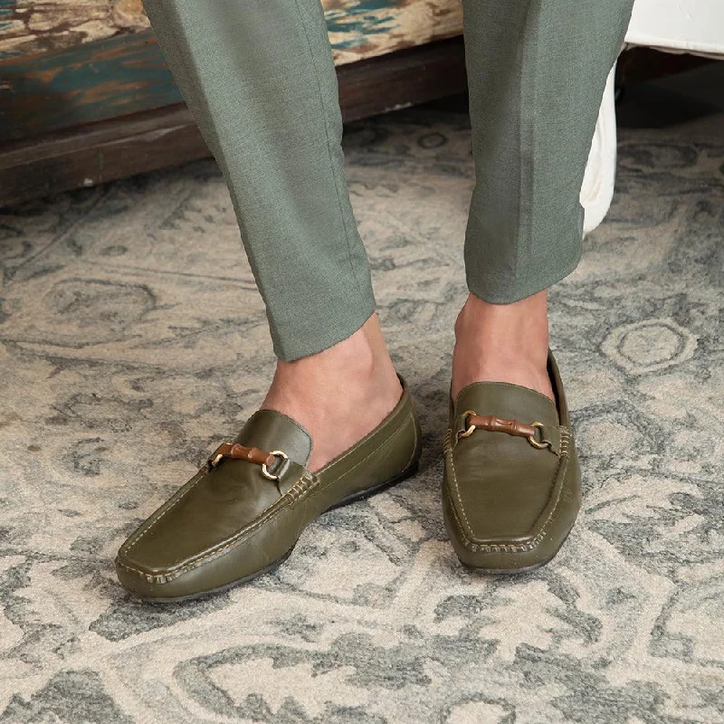 Durable Snow Boots The Porter-2 Green Men's Leather Loafers Tresmode