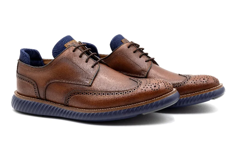 Designer Hiking Boots Countryaire Saddle Leather Wingtip - Cigar