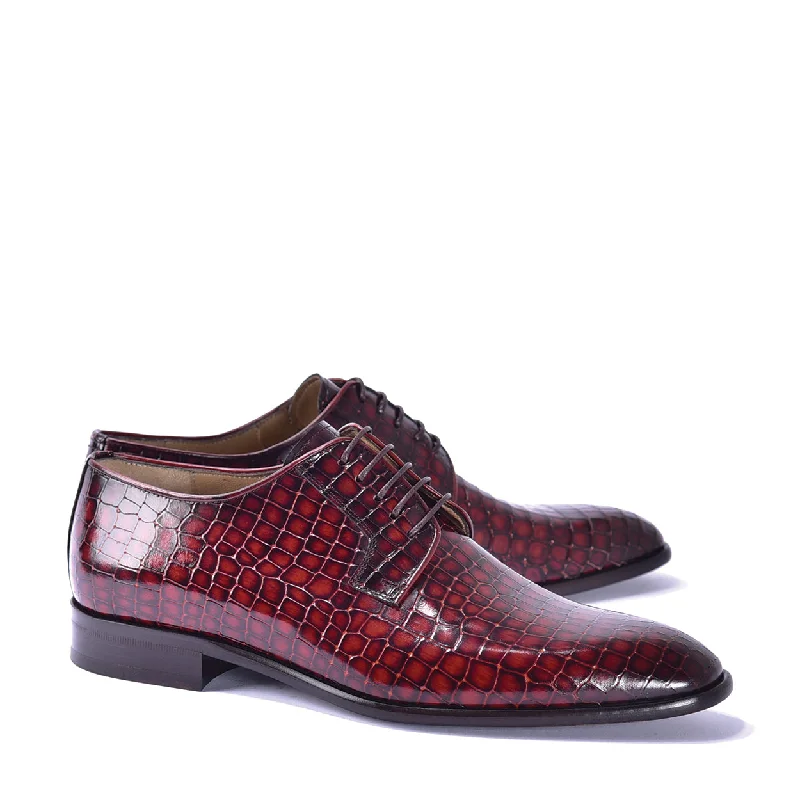 Slip-On Winter Shoes Corrente C01508 6291 Men's Shoes Red Crocodile Print / Calf-Skin Leather Derby Oxfords (CRT1451) Slip-On Winter Shoes Corrente C01508 6291 Men's Shoes Red Crocodile Print / Calf-Skin Leather Derby Oxfords (CRT1451)