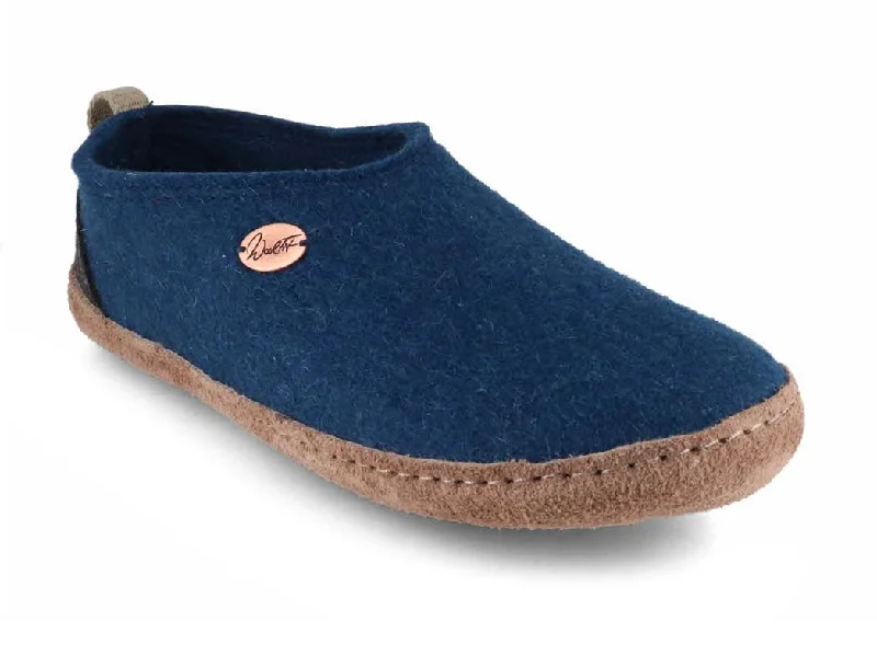 Casual Flip Flops WoolFit® Highland | Unisex High Back Felt Slippers, blue