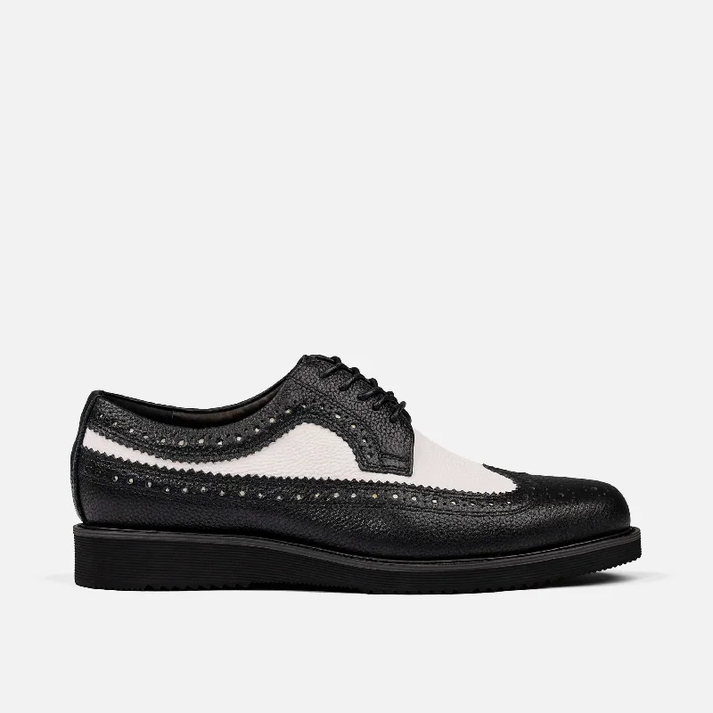 Comfortable Platform Shoes Alexander Black/White Leather Longwing Sneakers