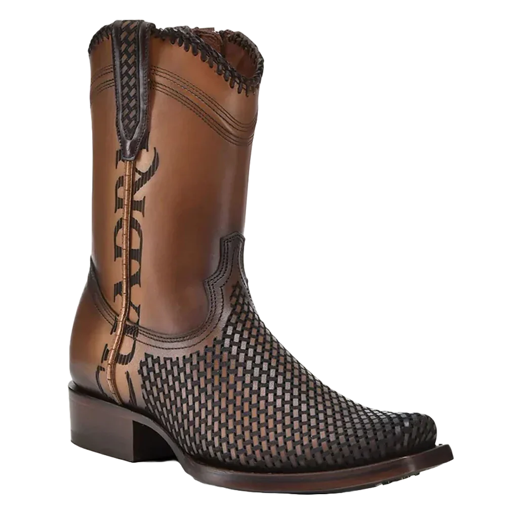 Best Formal Shoes Online Cuadra Men's Denver Brown Laser & Woven Narrow Square Toe Boots CU817 Best Formal Shoes Online Cuadra Men's Denver Brown Laser & Woven Narrow Square Toe Boots CU817