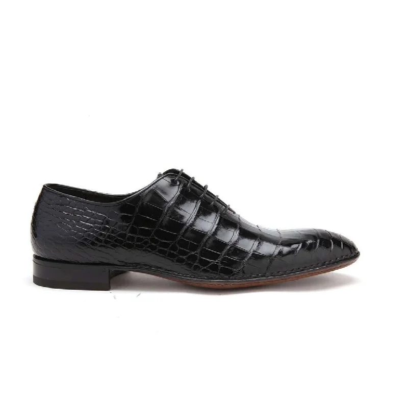Comfortable Hiking Shoes Caporicci Men's Luxury Italian Designer Shoes 2542 Alligator Nero Black Oxfords (CAP1111)