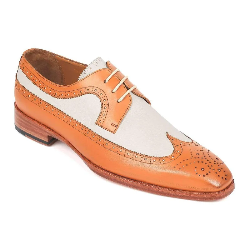 Comfortable Flip Flops Paul Parkman Men's Cognac and Cream Calf-Skin Wingtip Derby Oxfords 924CC55 (PM6122) Comfortable Flip Flops Paul Parkman Men's Cognac and Cream Calf-Skin Wingtip Derby Oxfords 924CC55 (PM6122)