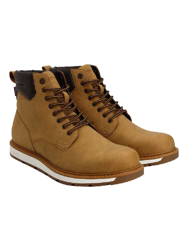 Fashionable Hiking Shoes Men's Tan Solid Boots