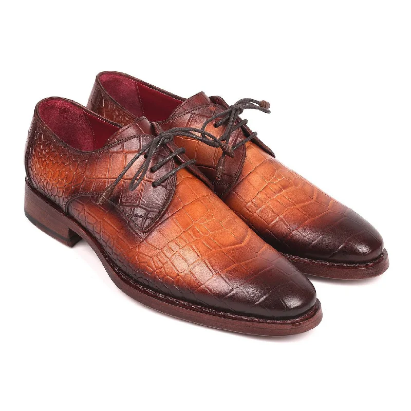 Best Formal Shoes Online Paul Parkman Men's Brown Crocodile Print / Calf-Skin Leather Good Year Welted Derby Oxfords 5286BRW (PM6176) Best Formal Shoes Online Paul Parkman Men's Brown Crocodile Print / Calf-Skin Leather Good Year Welted Derby Oxfords 5286BRW (PM6176)