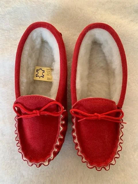 Stylish Running Footwear Moccasin slipper Hard Sole with Wool lining | Berry