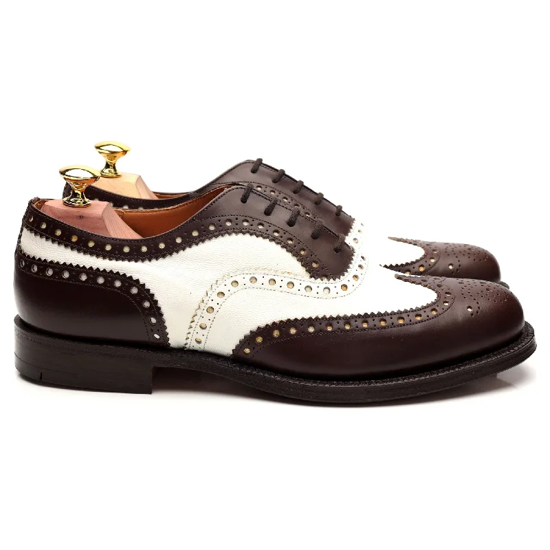 Luxury Running Shoes 'Basildon' Brown / White Leather Spectator Brogue UK 7.5 F