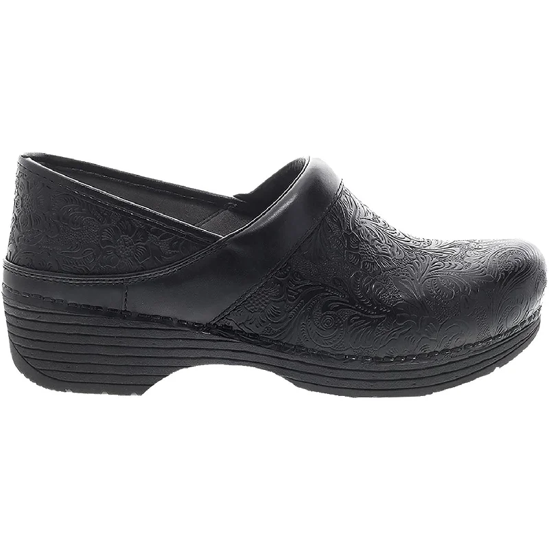 Slip-On Shoes For Men Women's Dansko LT Pro Black Floral Tooled Leather